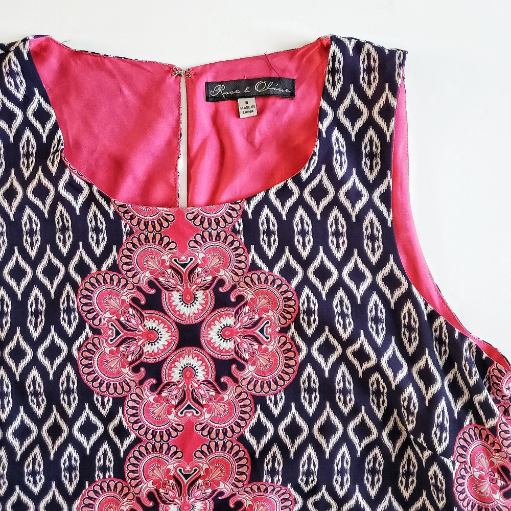 Rose & Olive Pink & Navy Patterned Shift Dress